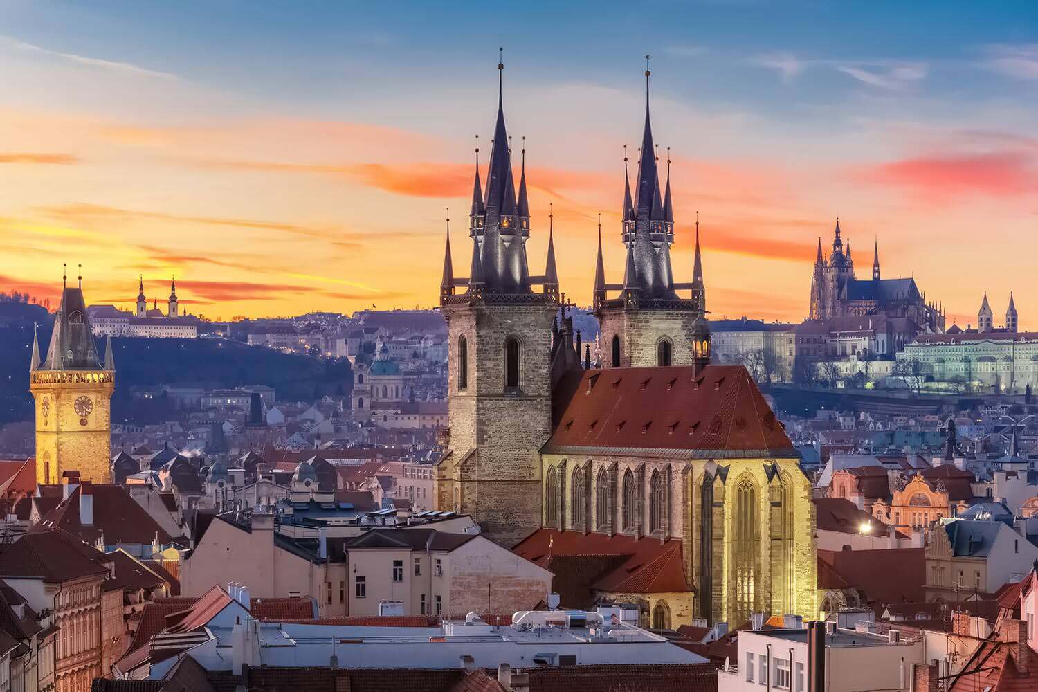 Prague Skyline at Sunset