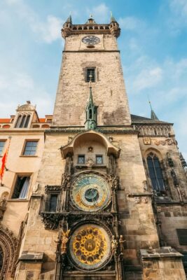 Prague, Czechia - Old Town Hall Tower with the Orloj (Prague Astronomical Clock)