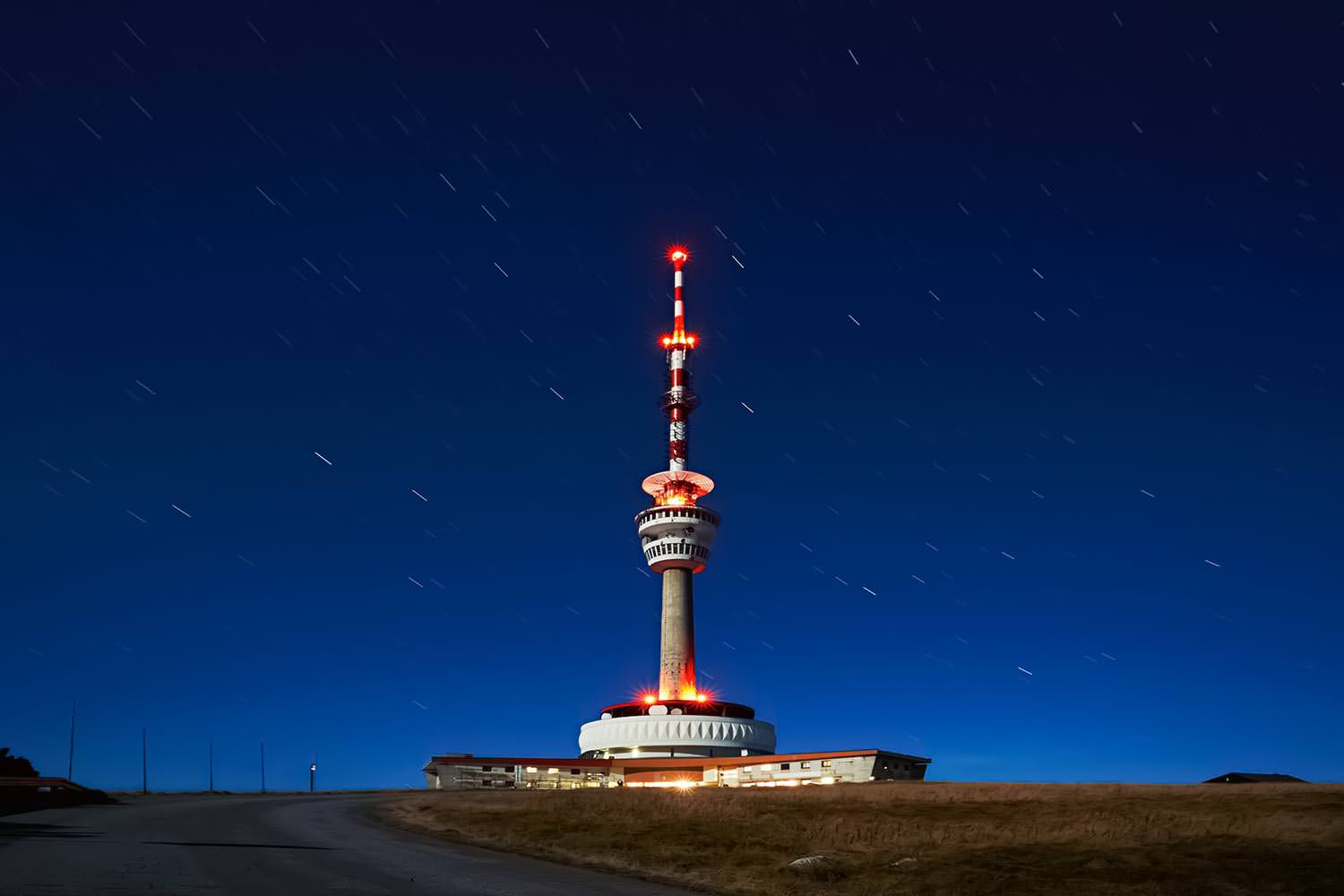 Praděd Tower at Night, Jeseníky, Czechia