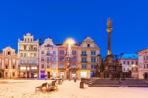 Plague Column on Republic Square in Pilsen (Plzeň), Boehmia, Czechia