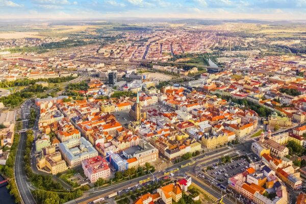 Aerial View of Pilsen (Plzeň), Bohemia, Czechia