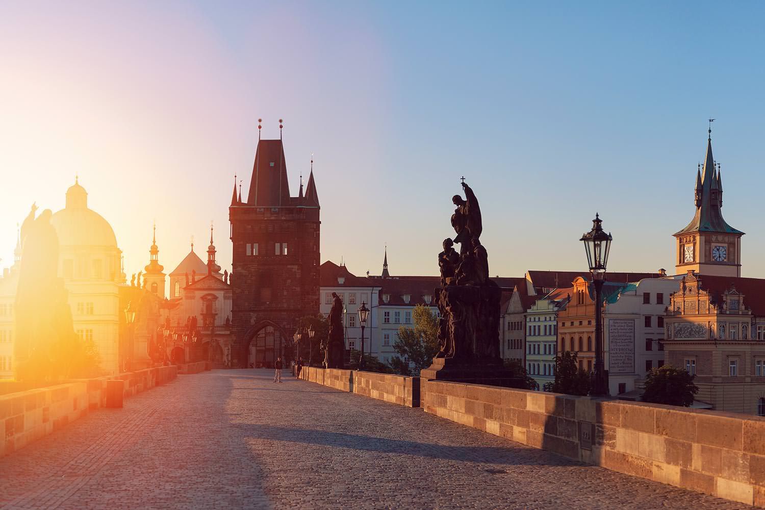 Charles Bridge in Prague at Sunrise, Czech Republic