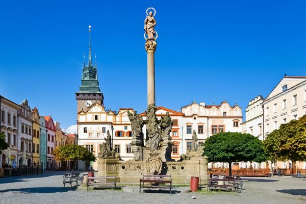 The Green Gate and the Marian Plague Column, Pardubice, Czechia