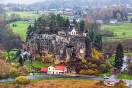 Elevated View of Sloup Castle, Czechia