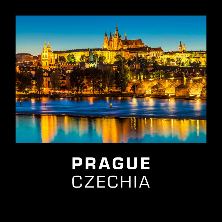 Prague Skyline with the castle and Charles Bridge at the Blue Hour, Czechia. The Czech Capital Prague is often called 