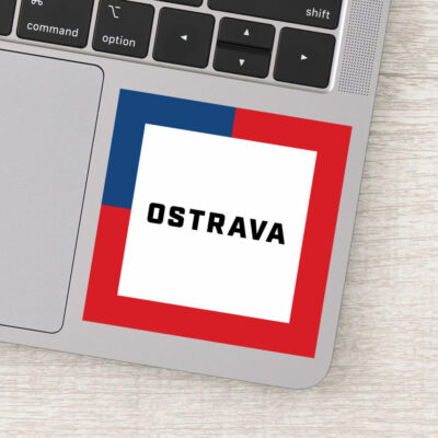 Stickers - The name of the city of Ostrava surrounded by the colors of the Czech flag
